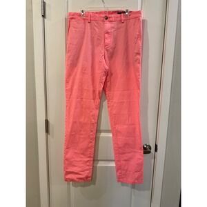 Vineyard Vines Mens Breaker Pants Salmon Pink Chinos 34x34 Cotton Stretch Slim